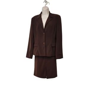 Rina Rossi Design Dress 2 Piece Suit Skirt & Jacket Set Color Brown Size 10